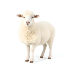 "Cute White Lamb Standing on Green Grass Field – Baby Sheep Farm Animal in Rural Countryside, Wool Livestock for Agriculture"

