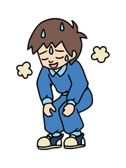 運動後に疲れて汗をかく若い男性のイラスト　カラー（Affinity Designer版）