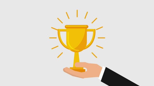 a golden trophy, golden trophy, gold trophy cup, award trophy, winning trophy, white background, footage, 4k footage, videos, video clip, slow motion, video wallpaper, animation, 4k, short video