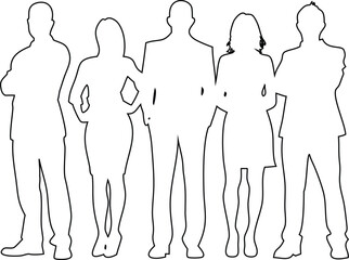 Male and female outline icon set, clean vector design for mobile apps, profiles, and user interface elements.