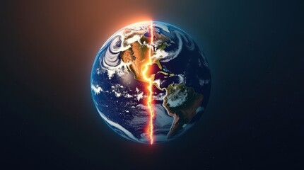 Fototapeta premium Dramatic earthquake imagery global impact digital art aerial view climate change concept, World Lung Cancer Day