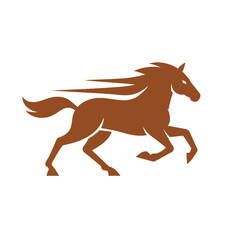 ,A brown horse galloping forward swiftly