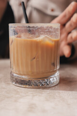 Delicious iced coffee served in a cozy cafe setting