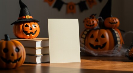 Spooky season scene with blank card