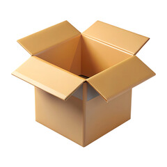 Open Cardboard Box, Empty Package, Delivery Concept, 3D Render, Mockup, Isolated...