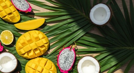 Tropical fruit oasis with vibrant colors