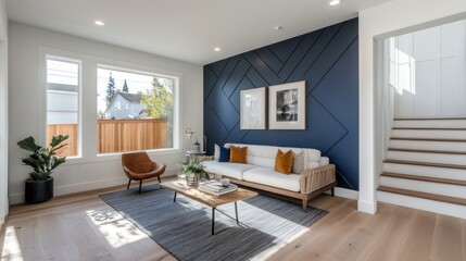 Obraz premium Bright modern living room with large windows