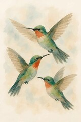 Obraz premium watercolor illustration of a hummingbird