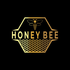 Honey comb logo design vector. Honey Bee logo design template