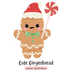 Cute Gingerbread Christmas Cookie Vector illustration