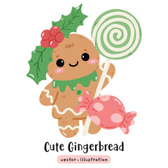 Fototapeta premium Cute Gingerbread Christmas Cookie Vector illustration