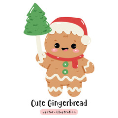 Cute Gingerbread Christmas Cookie Vector illustration