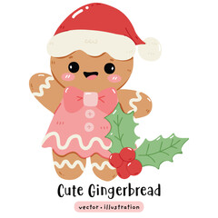 Cute Gingerbread Christmas Cookie Vector illustration