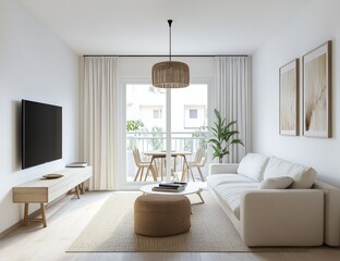 Bright, modern living room with balcony