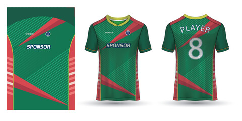 Green t-shirt design featuring flag graphics for casual fashion apparel