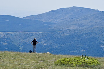 man looking at the sierra de guadarrama in spain