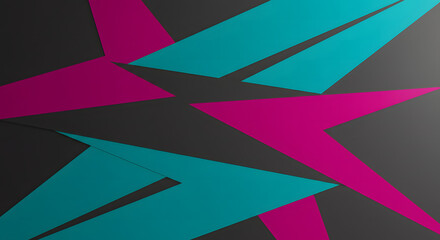 Abstract Geometric Design Vibrant Pink and Teal Triangles on Dark Background
