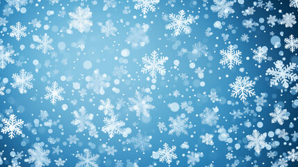 Fototapeta premium Falling Snowflakes on Blue Winter Background