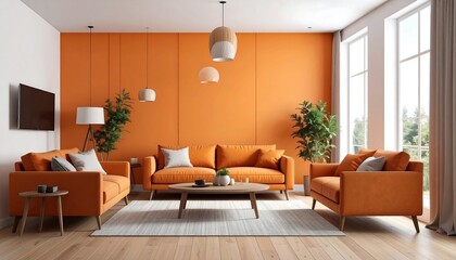Orange living room interior (1)