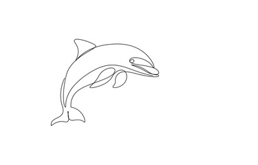 Dolphin continuous line art drawing
