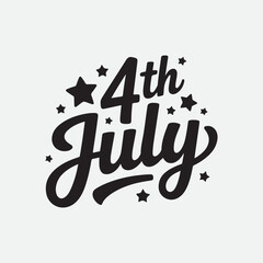 Fourth of July Lettering Design Black Stars 4th of July