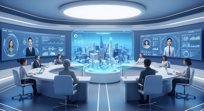Futuristic Meeting with Digital City Visualization and Telepresence