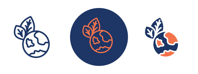 set of colored pixel perfect Ecological icon 1 unexanded, 1 silhouette. Ecological icon highlighting balanced natural ecosystems.