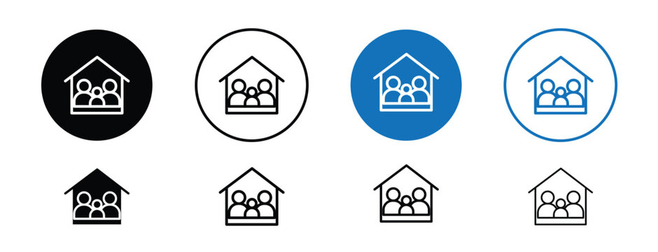 set of colored pixel perfect Family home icon 1 unexanded, 1 silhouette. Family home icon showing a house representing safety and family.