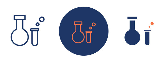 set of colored pixel perfect Laboratory icon 1 unexanded, 1 silhouette. Lab test tube icon illustrating scientific research and analysis.