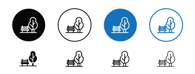 set of colored pixel perfect Park icon 1 unexanded, 1 silhouette. Park icon depicting outdoor green spaces for recreation.