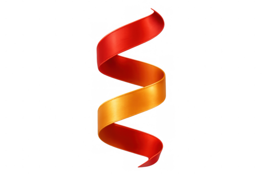 Spiraling red and gold ribbon twirling against transparent surface, conveying festive elegance with decorative contemporary style