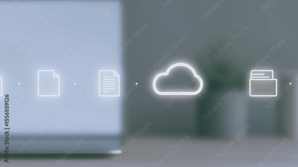 Poster cloud data transfer: a visual representation of a digital cloud data transfer. the image uses a mini
