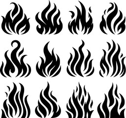 Flame silhouettes collection. EPS 10 version.