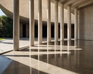 Modern Stone Columns Reflecting Sunlight modern architecture