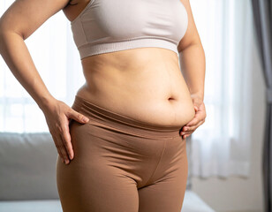 Belly of a fat Asian woman