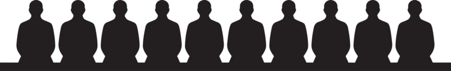 Ten Black Silhouettes of Praying People Islamic Prayer Rug Background muslim