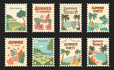 Summer Stamp Collage on the beach