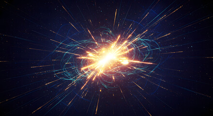 Fototapeta premium Abstract Cosmic Explosion Glowing Nebula and Energy Burst