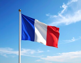 青空の背景にフランスの国旗