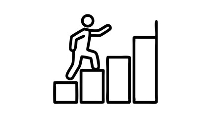 Businessman climbing bar chart – growth concept