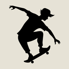 Silhouette of a skateboarder performing a trick on a skateboard