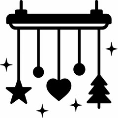 black and white sillhouette of a decroation pice isolated white background