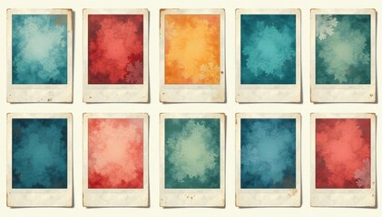 Isolated vintage polaroid frames, various colors and textures, vintage, isolated