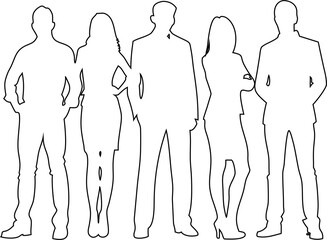 Outline icon set of man and woman, vector style for corporate design, apps, websites, and infographic use.