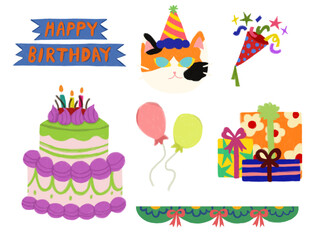 sets of birthday party illustrations