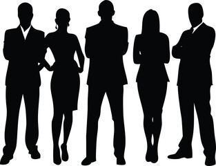 Man and woman vector silhouettes, clean flat icons for user profiles, app design, public signage, and digital infographics.