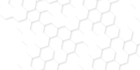 Naklejka premium Abstract surface mosaic and tiles minimal tech bee website science element grid overlay white hexagon futuristic technology geometric texture background. 