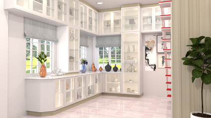 built in Warm white display cabinet