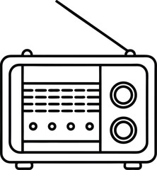 Classic Retro Radio Vector in Monochrome Line Art