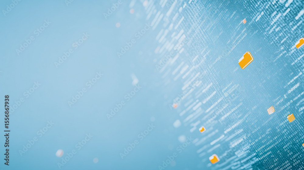 Poster digital data stream: an abstract composition showcasing the dynamic flow of digital information, sym